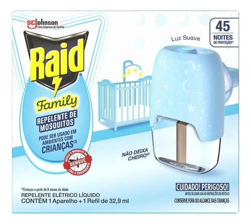 Inseticida Elétrico Family Raid Protect Aparelho + 1 Refil 32.9ml