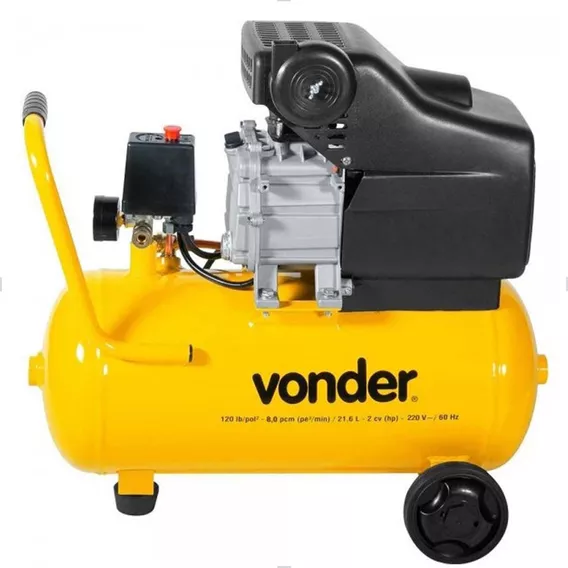 Motocompressor De Ar 8 Pcm 21 Litros Mcv216 127v Vonder Cor Amarelo Fase elétrica Monofásica Frequência 60 Hz