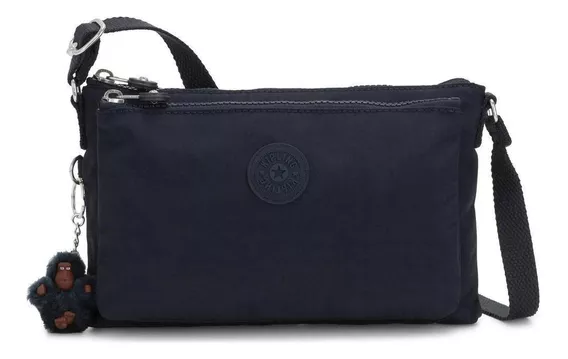 Bolsa bandolera Kipling Mikaela diseño lisa de nailon  true blue tonal con correa de hombro azul oscuro