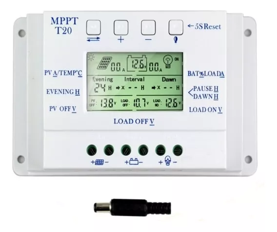 Controlador De Carga Solar 20ah Mppt + Pwm  12v E 24v T20