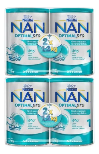 Fórmula Infantil Nan Optimal Pro 1 Con 4 Latas De 1.2 Kg C/u