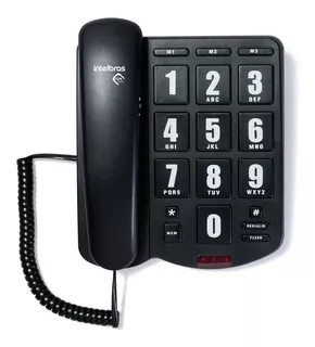 Telefone Fixo com Fio Tok Fácil Preto Intelbras