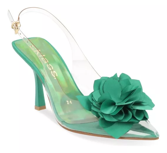 Zapatilla De Tacón Mujer Verde 9cm 050-37