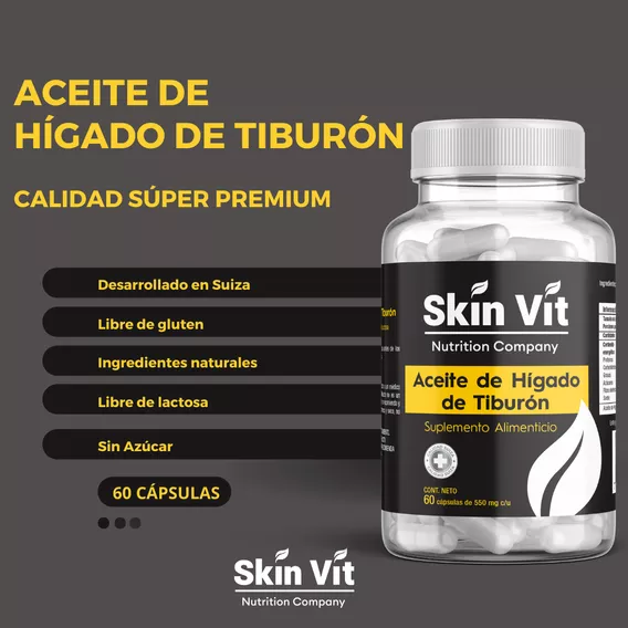 Aceite De Hígado De Tiburón Skin Vit De 60 Cápsulas 550mg Súper Premium