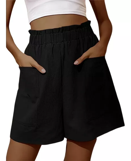 Short Pantalón De Algodón Y Lino Para Mujer, Playa, Yoga