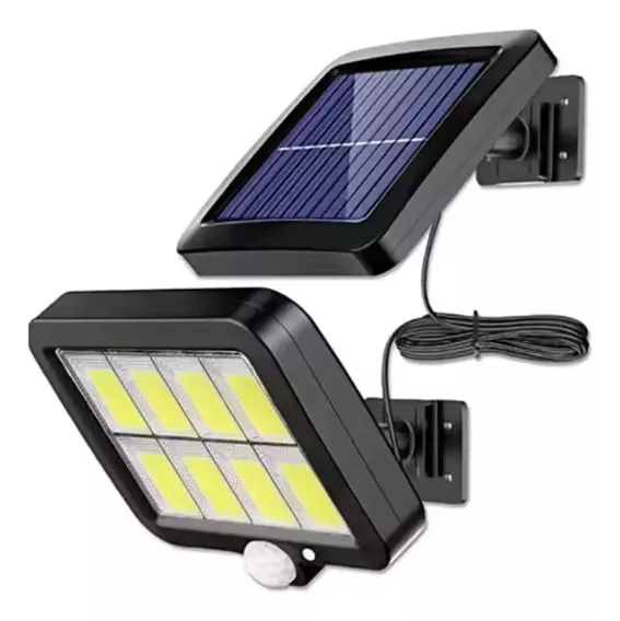 Refletor Luminária Solar De Parede Cob 120 A Prova Da Agua Com Sensor Presença