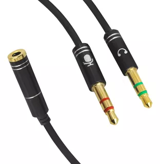 Cabo Adaptador Fone E Microfone 1 P3 Fêmea 2 P2 Macho