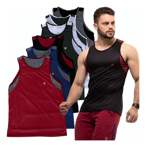 Kit 5 Camisa Masculina Regata Poliéster  Fitness Academia 