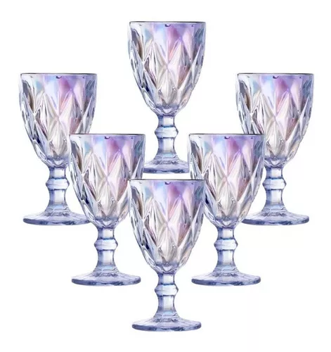 Taças De Agua De Suco Vinho De Vidro Diamante Jogo 6 Unidad Cor Furta cor Class Home