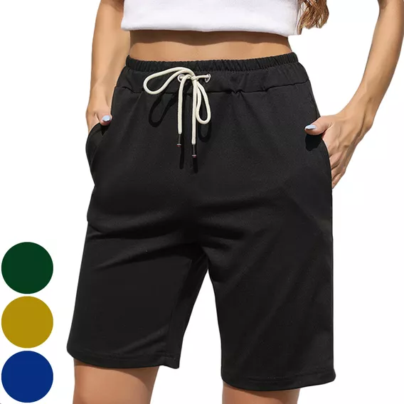 Bermudas Casuales Para Mujer Con Cordón Elástico Ajustable