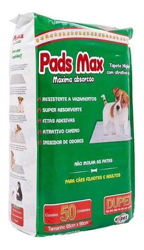Tapete Higiênico Para Cachorro Cães - Pads Max C/50 Unidades
