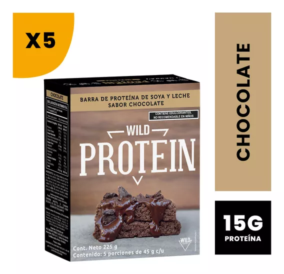 Caja 5 barra  Wild Foods Protein sabor chocolate 45g