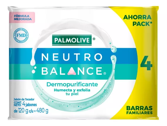 Jabón Palmolive neutro balance dermo purificante 4 unidades 120g