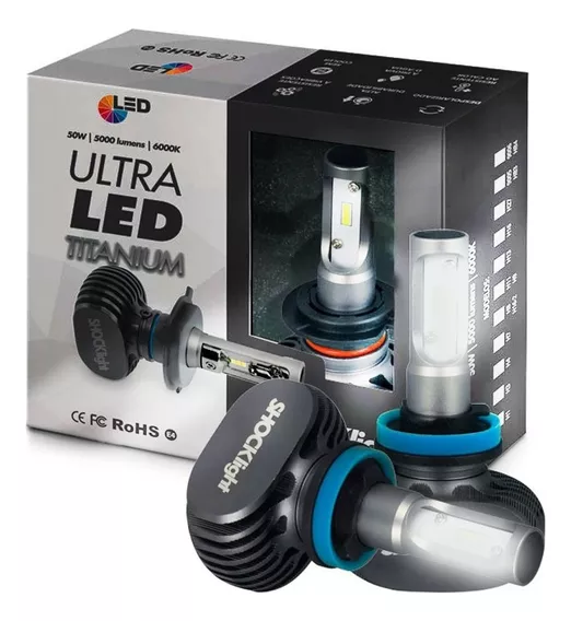 Kit 2 Pares Lâmpadas Ultra Led Shocklight H1 + H7