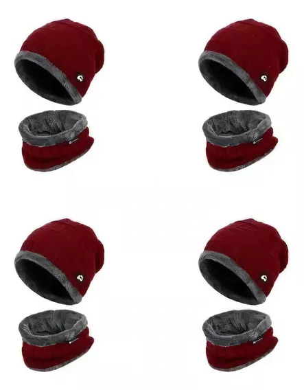 Mayoreo 20 Sets Gorro Bufanda Para Invierno Unisex Tejido Color Rojo