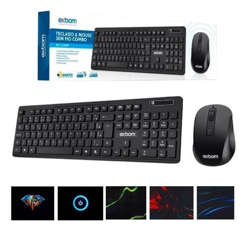 Kit Teclado Mouse Sem Fio Slim Mouse Pad Pc Notebook Premium