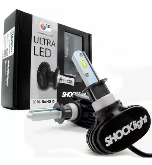 Par Ultraled Shock Light Titanium Lâmpada H7 10000 Lúmens