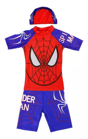 Trajes De Baño 3pzs Bañador Spiderman Para Niños Ropa Playa