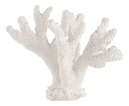 Escultura Coral Marinho Branco Em Poliresina