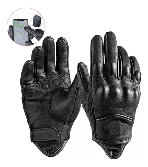 Guantes De Moto 100% Piel De Cabra Para Pantallas Táctiles