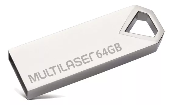 Multilaser PD852 pendrive 64gb 2.0 metálico prateado