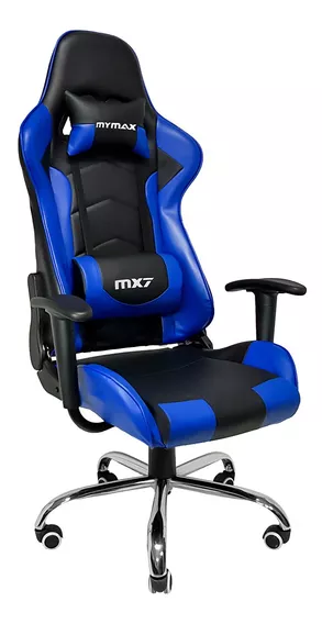 Cadeira de escritório Mymax MX7 gamer ergonômica  preto e azul