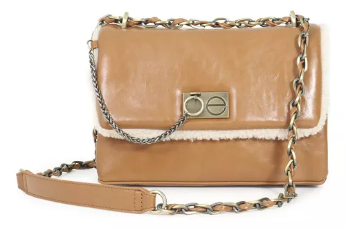 Bolsa Crossbody Para Mujer Cloe Acolchada Asa De Cadena Color Café