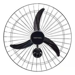 Ventilador de parede Ventisol New 60cm com 3 pás de Plástico preto estrutura new cromado, 60cm de diâmetro 127V