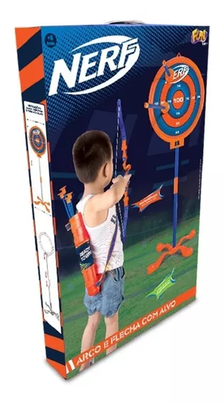 Nerf Arco E Flechas Com Alvo - Fun F00562 Cor Azul/laranja