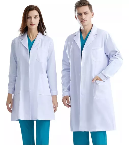 Uniforme Médico, Bata Larga Blanca, Uniforme De Laboratorio