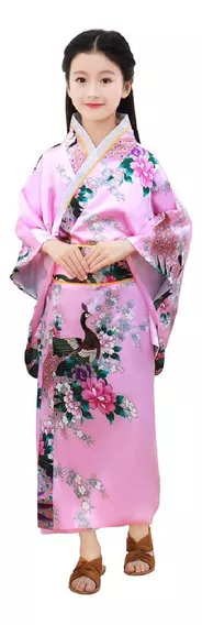 Disfraz De Kimono Japonés Para Niña Bata Larga Tradicional