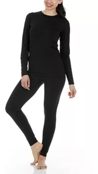 Ropa Termica De Dama Pantalon Y Playera Negro 1 Juego Tda