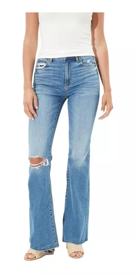 Pantalón Mujer American Eagle Superhighwaisted Flare Rasgado