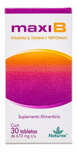 Maxib 30 Tab 670 Mg Vitamina B, Teanina Y Triptofano Naturex Sabor Sin Sabor