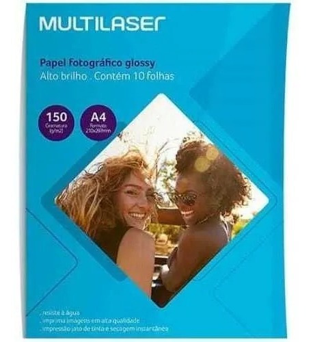 Glossy Paper Multilaser A4 150g C/ 10 Folhas Pe002 Cor Branco