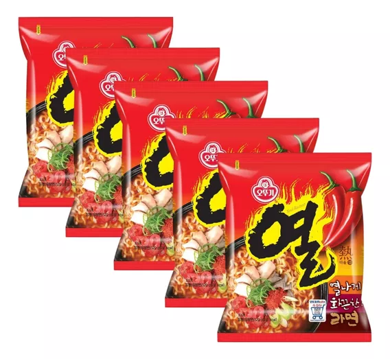 Sopa Instantanea Ramen Coreano Ottogi Hot Ramen 5 Bolsas