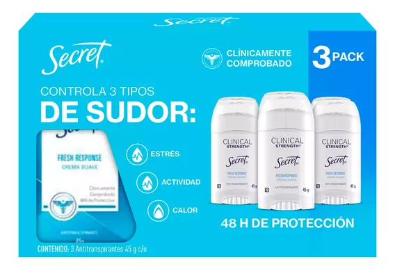 Secret Clinical Strenght Crema Antitranspirante 3pzs De 45 G