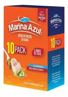 Lomo De Atun Aleta Amarilla En Agua Marina Azul 10pz De 74gr