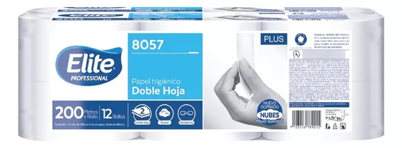 Papel Higienico Jr Elite Caja 12 Rollo 200 Metros Doble Hoja