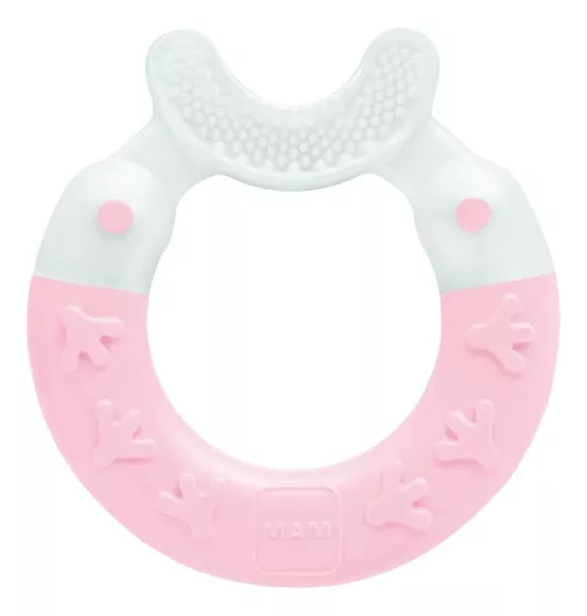 Mordedor BITE & BRUSH Mam Baby 3 Meses Limpa Dentinhos Menina Bebe Cor Rosa