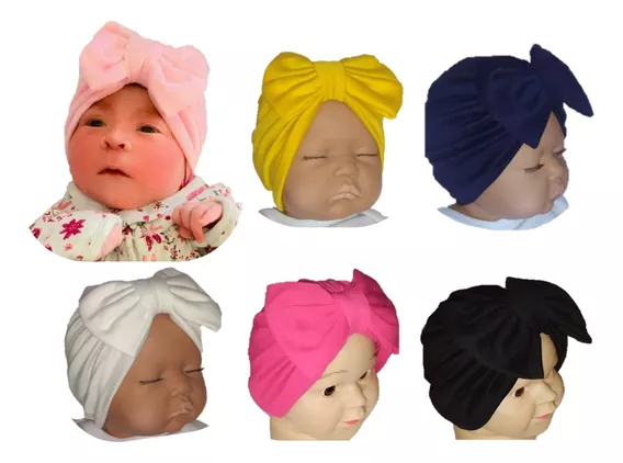 6 Gorros Turbantes Para Bebés Niñas, Algodón Seda, Headwraps