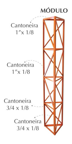 Módulo Para Torre Estaiada Triangular 37 Cm X 2 Metros