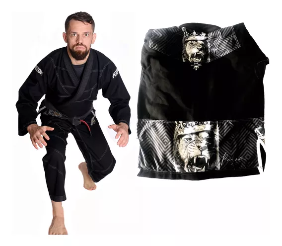 Kimono Jiu Jitsu Trançado 50% Forrado King Pezom E Faixa