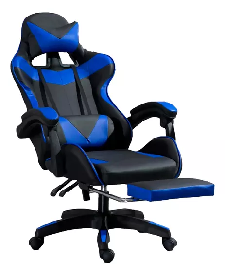 Silla de escritorio Titano TT-SGCRP gamer ergonómica  negra y azul con tapizado de pvc