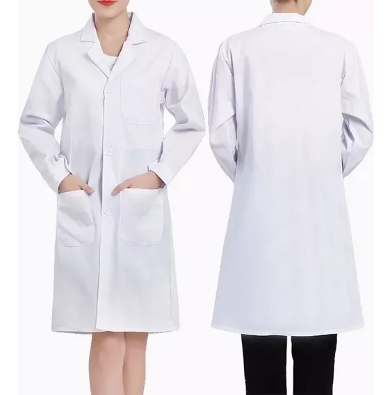 / Uniforme Médico, Bata Larga Blanca, Uniforme Laboratorio