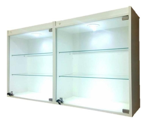 2 Vitrines Suspensas Expositor Led Porta Vidro Temperado