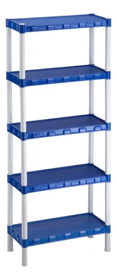 Estante Plastica Modular Azul Com 5 Prateleiras