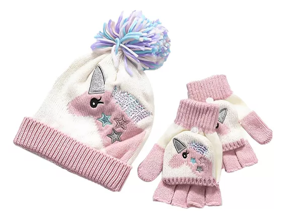 Chuangli Conjunto De Gorro Y Guantes De Unicornio De Punto N