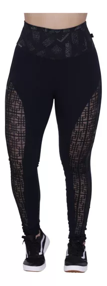 Roupa De Ginástica Legging Alta Compressão Detalhe Tule Dese