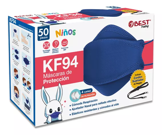 Cubrebocas Kf94 Infantil Mascarilla Niños 50 Cubre Boca Niña